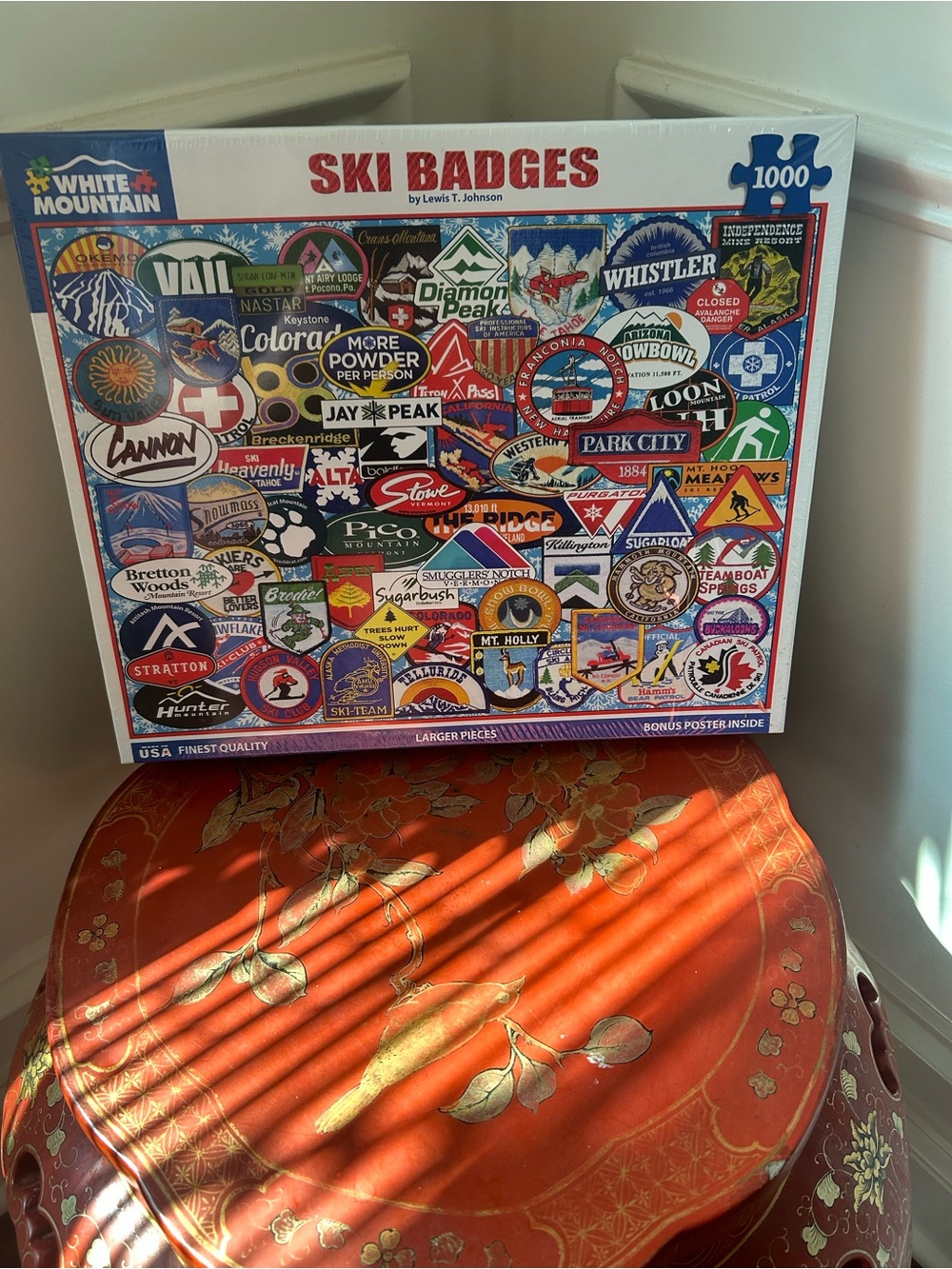 White Mountain Ski Badges Puzzle - Multicolor Ski Patch Collage